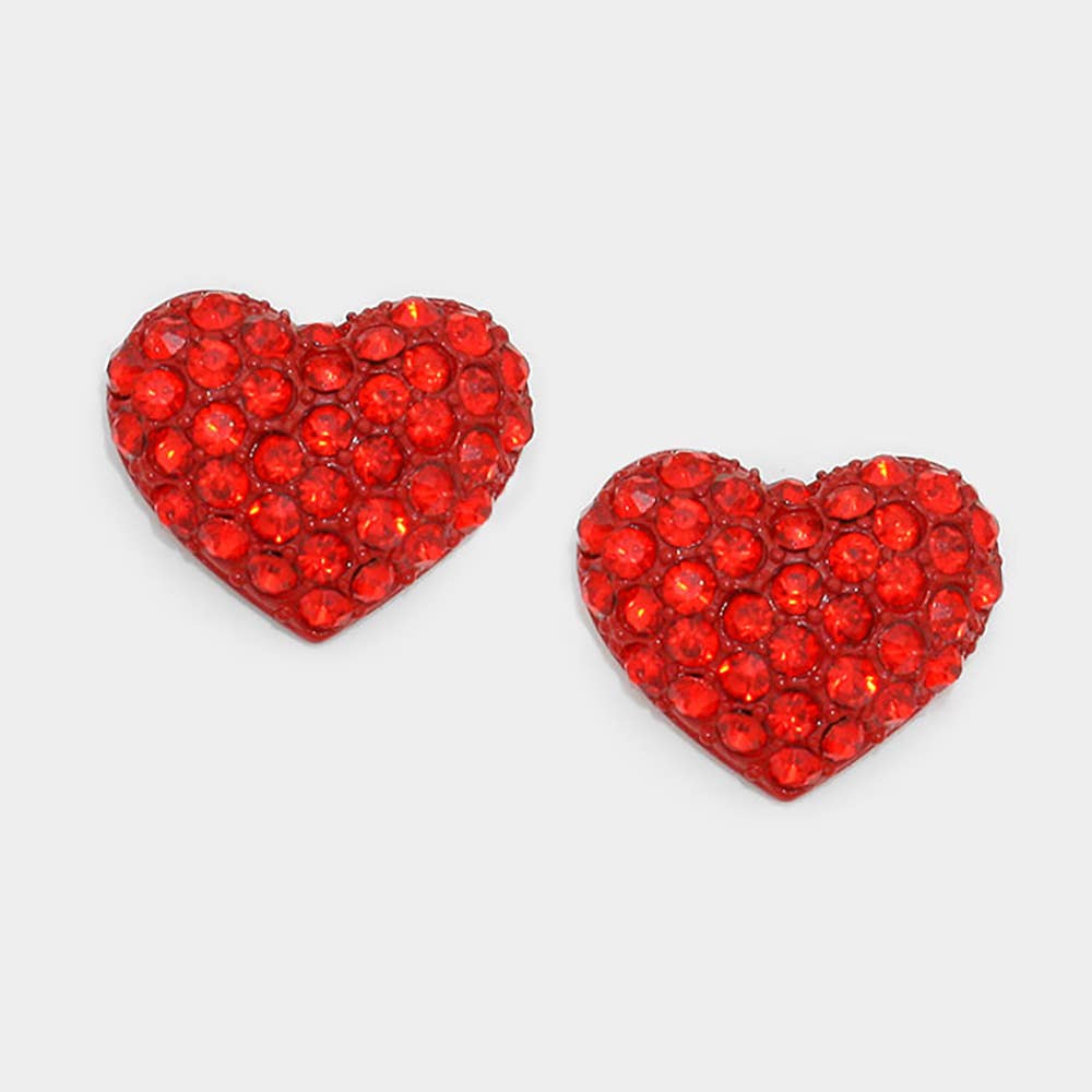 Rhinestone Paved Heart Stud Earrings