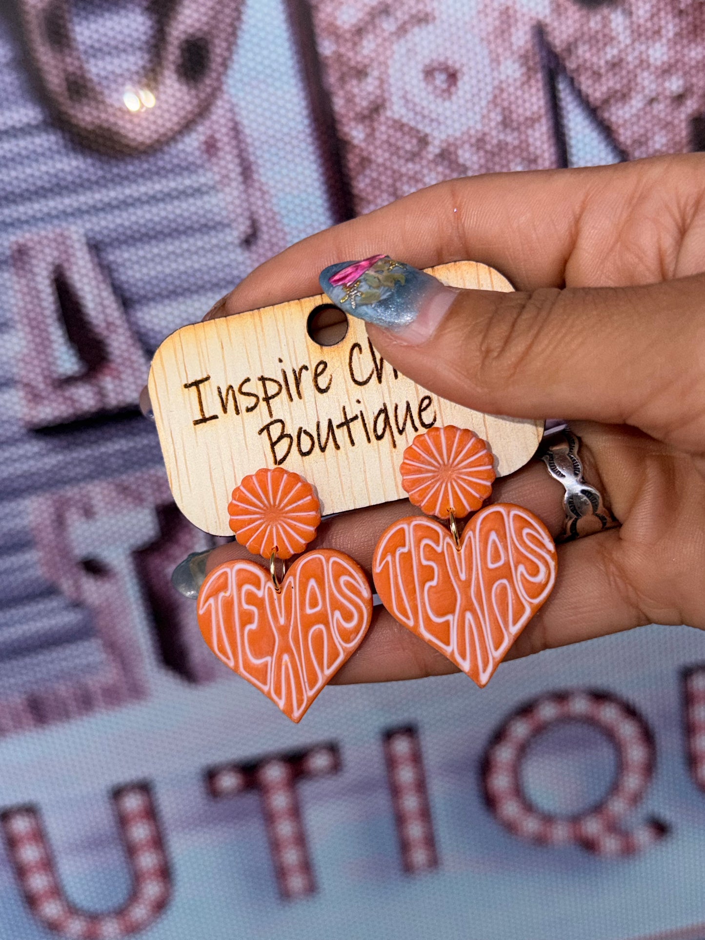 Texas heart earring