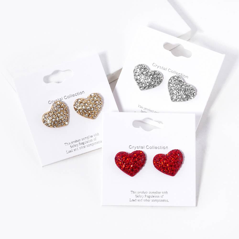 Rhinestone Paved Heart Stud Earrings