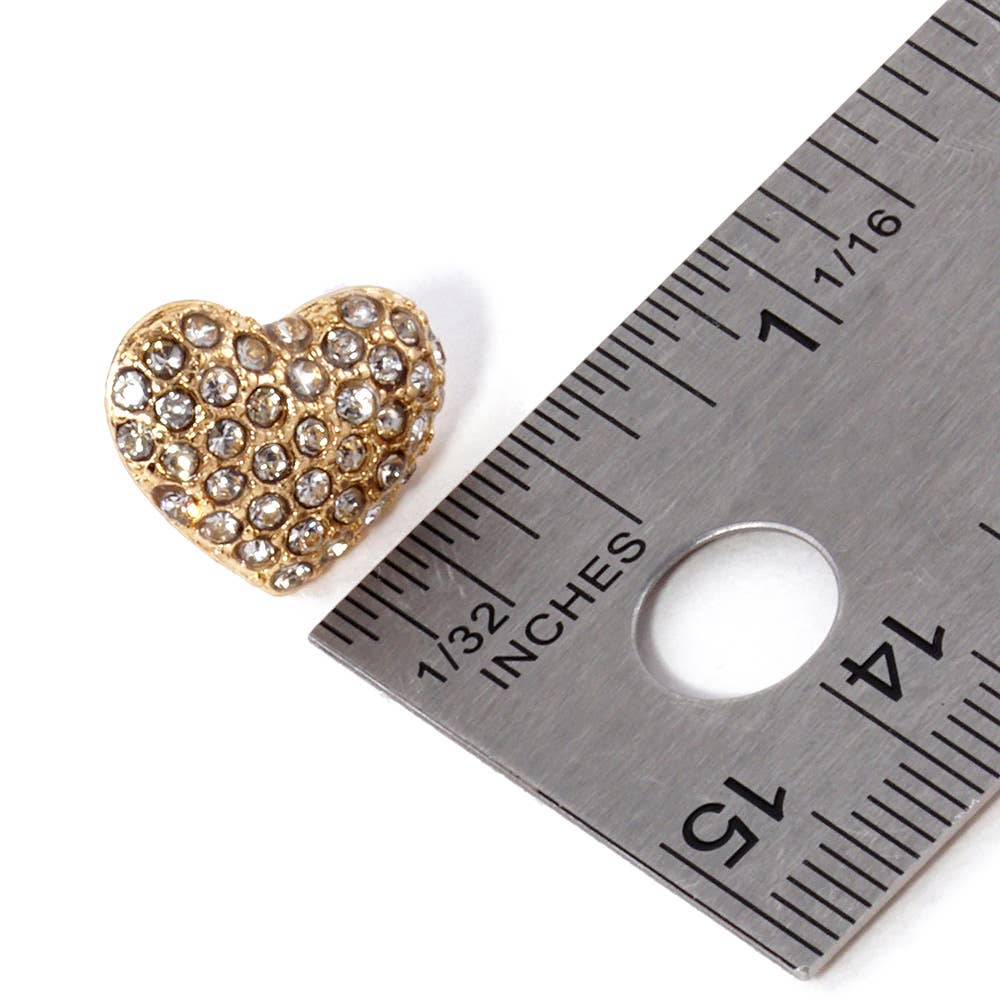 Rhinestone Paved Heart Stud Earrings