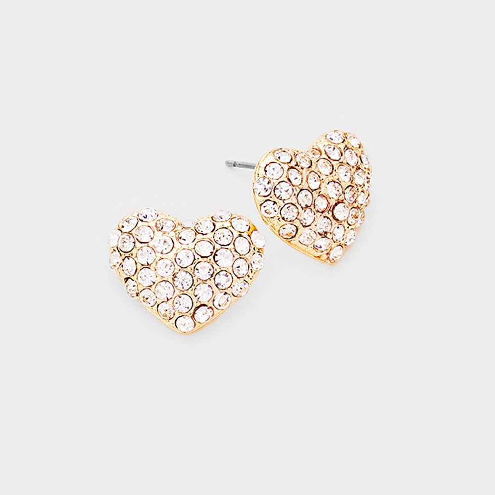 Rhinestone Paved Heart Stud Earrings