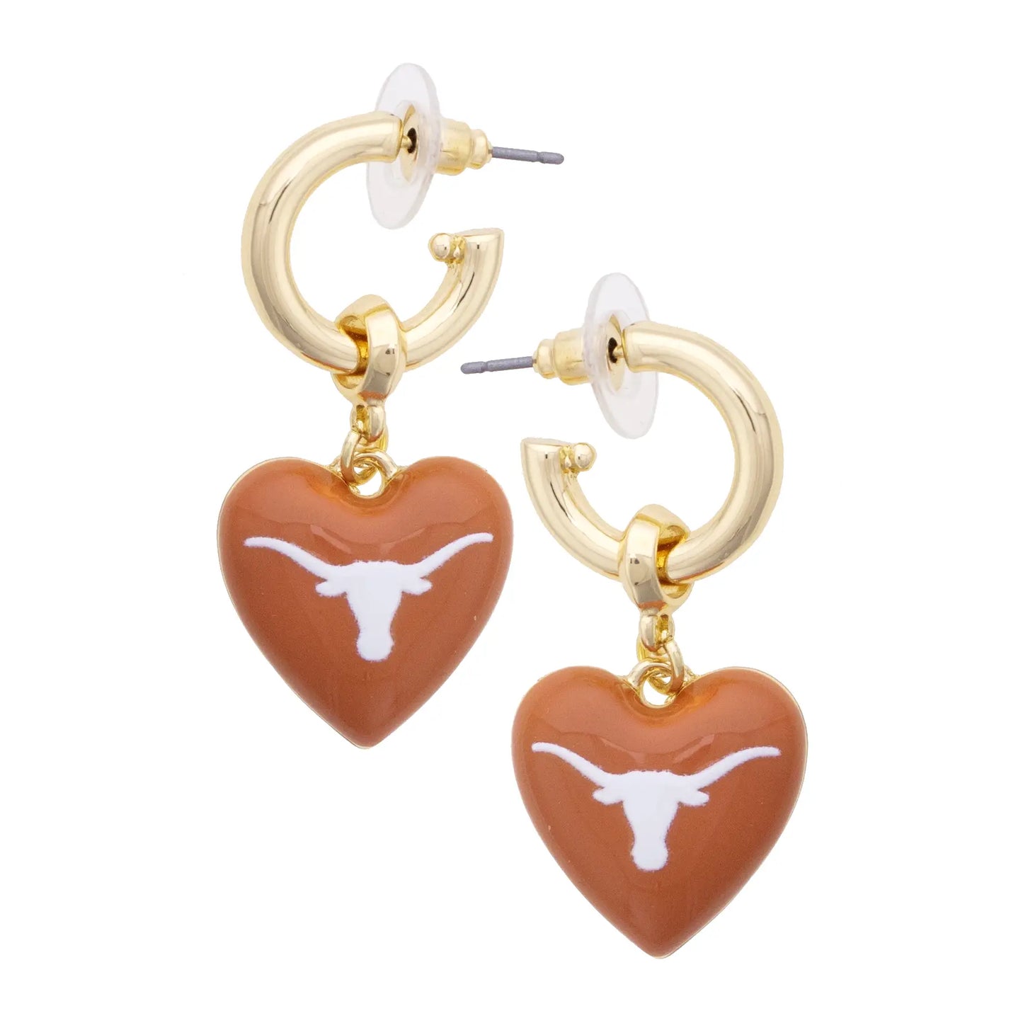 Longhorns Heart Drop Earrings