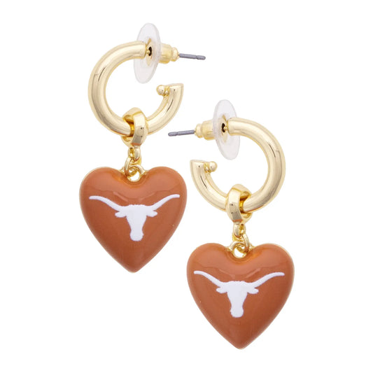 Longhorns Heart Drop Earrings