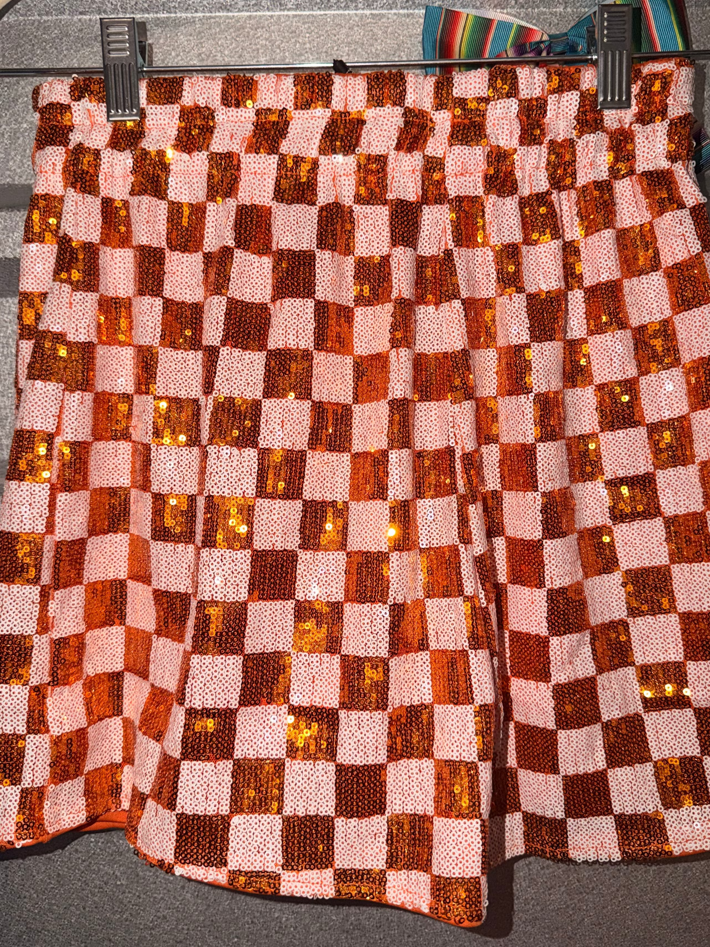 Checkered orange shorts