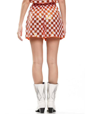Checkered orange shorts