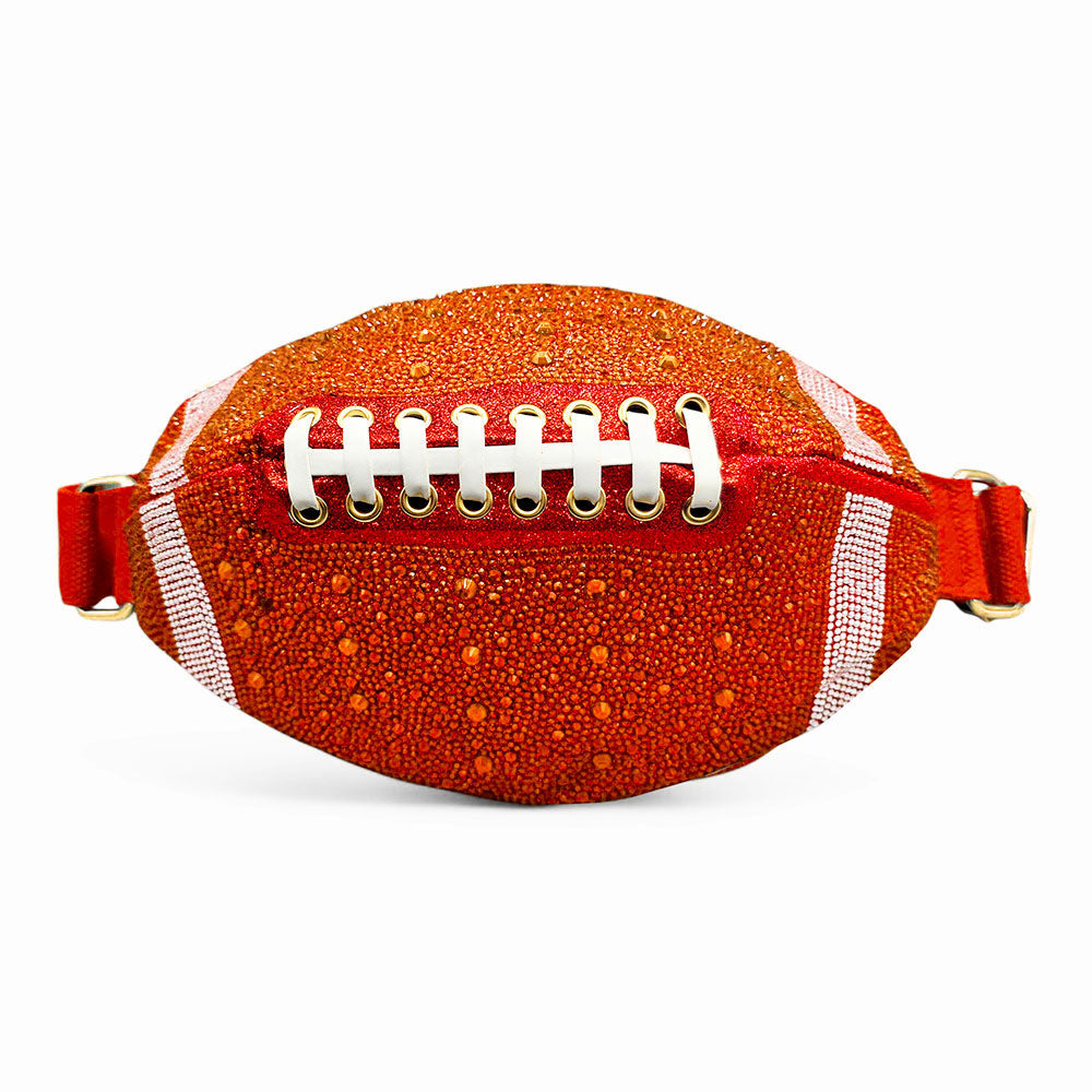 Rhinestone orange football bag