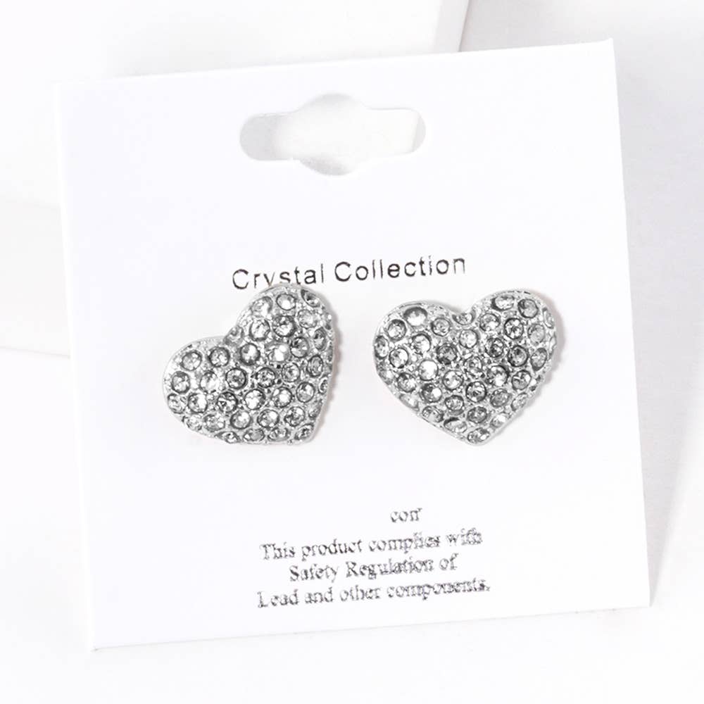 Rhinestone Paved Heart Stud Earrings