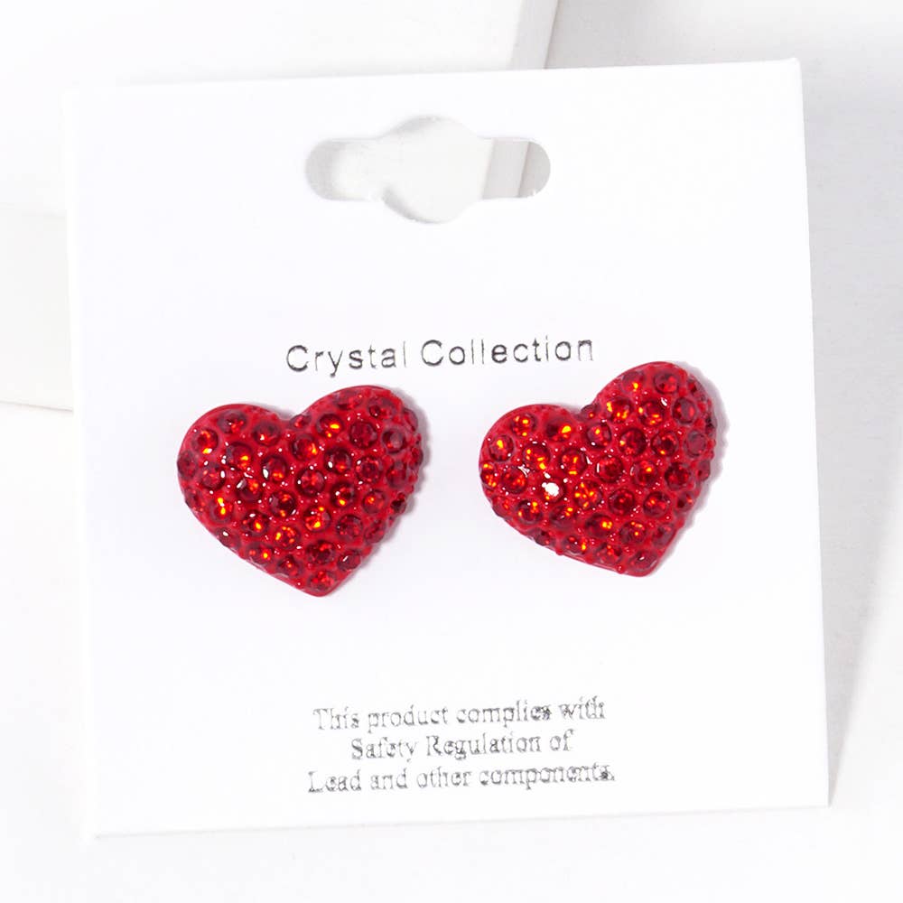 Rhinestone Paved Heart Stud Earrings