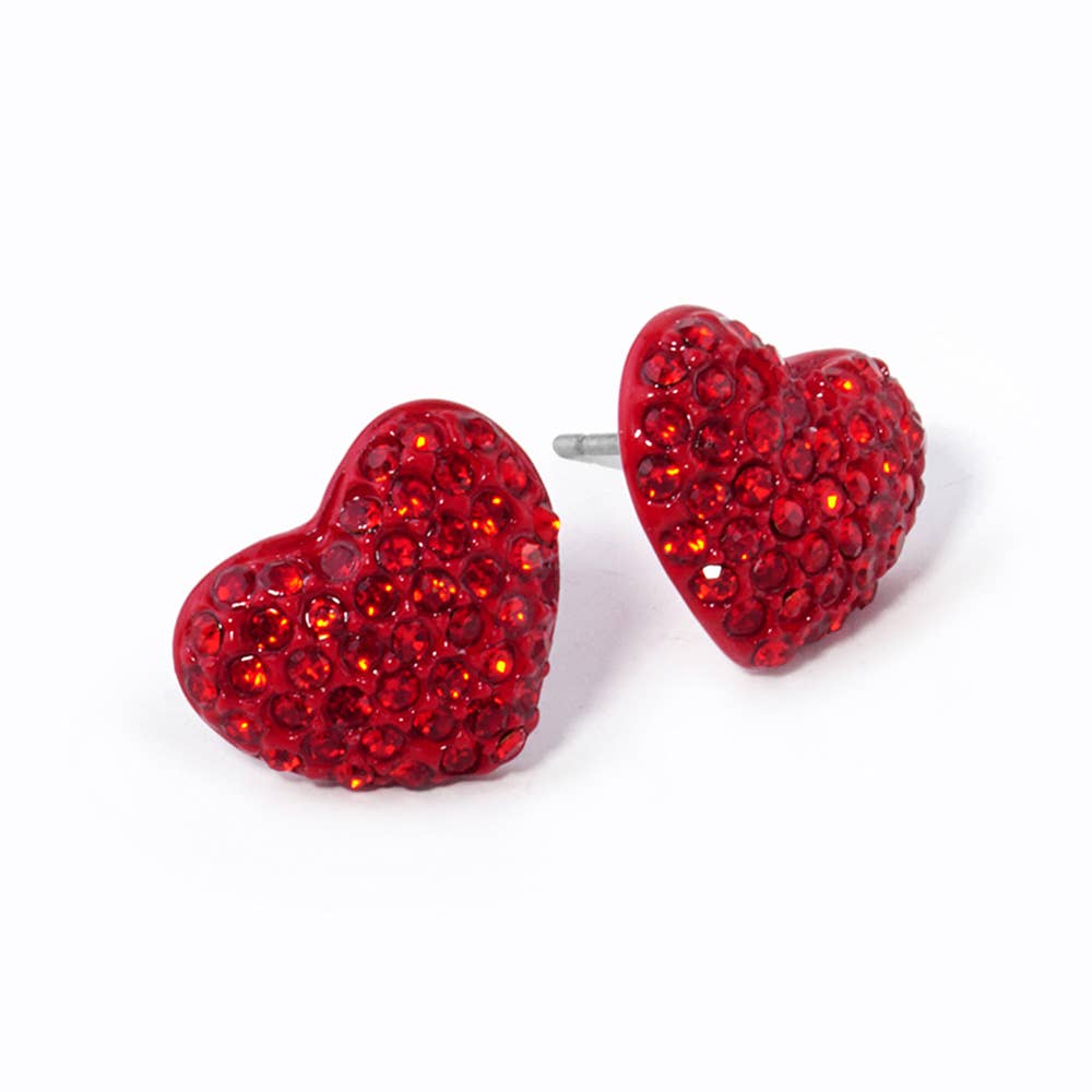 Rhinestone Paved Heart Stud Earrings